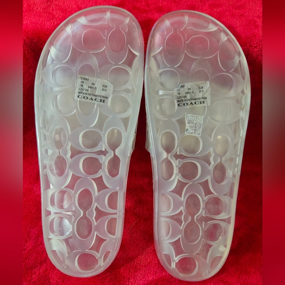 Coach Clear Holographic Jelly Slide Sandals - Clear - Picture 8 of 11